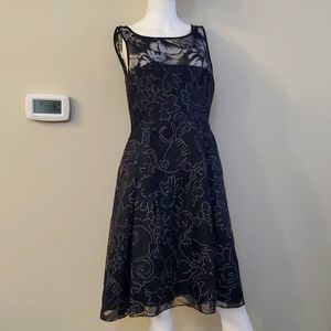 White House Black Market sleeveless black floral dress, NWT, 8